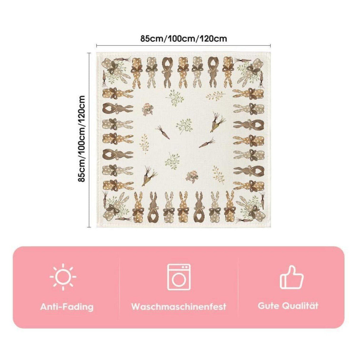 Oster Tischdecke Hase Karotte 85x85 cm Beige/Braun