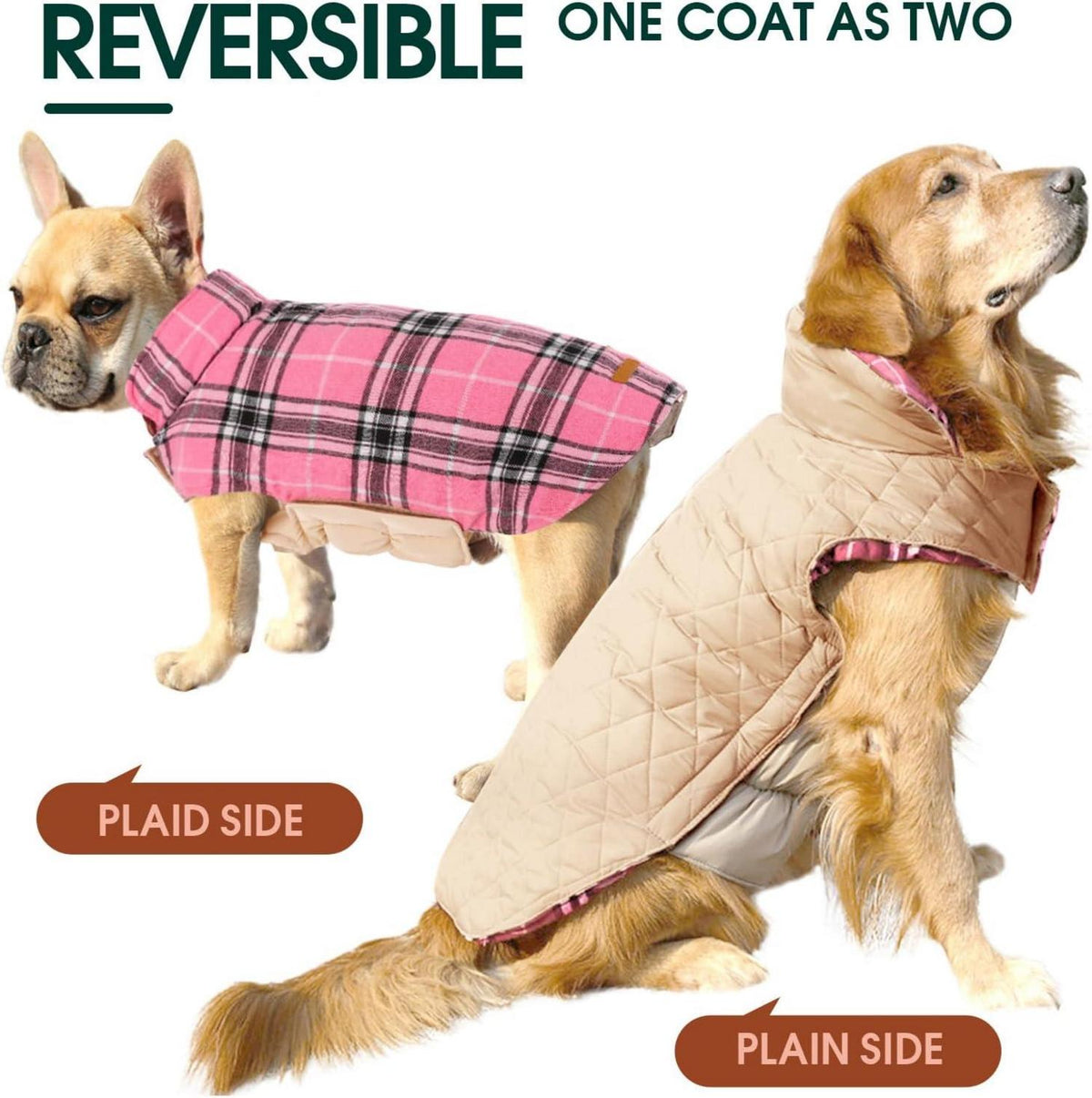 Kuoser Hundemantel Winter Hundejacke Wasserdicht Fleece Warm L Rosa