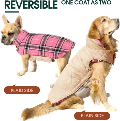 Kuoser Hundemantel Winter Hundejacke Wasserdicht Fleece Warm L Rosa