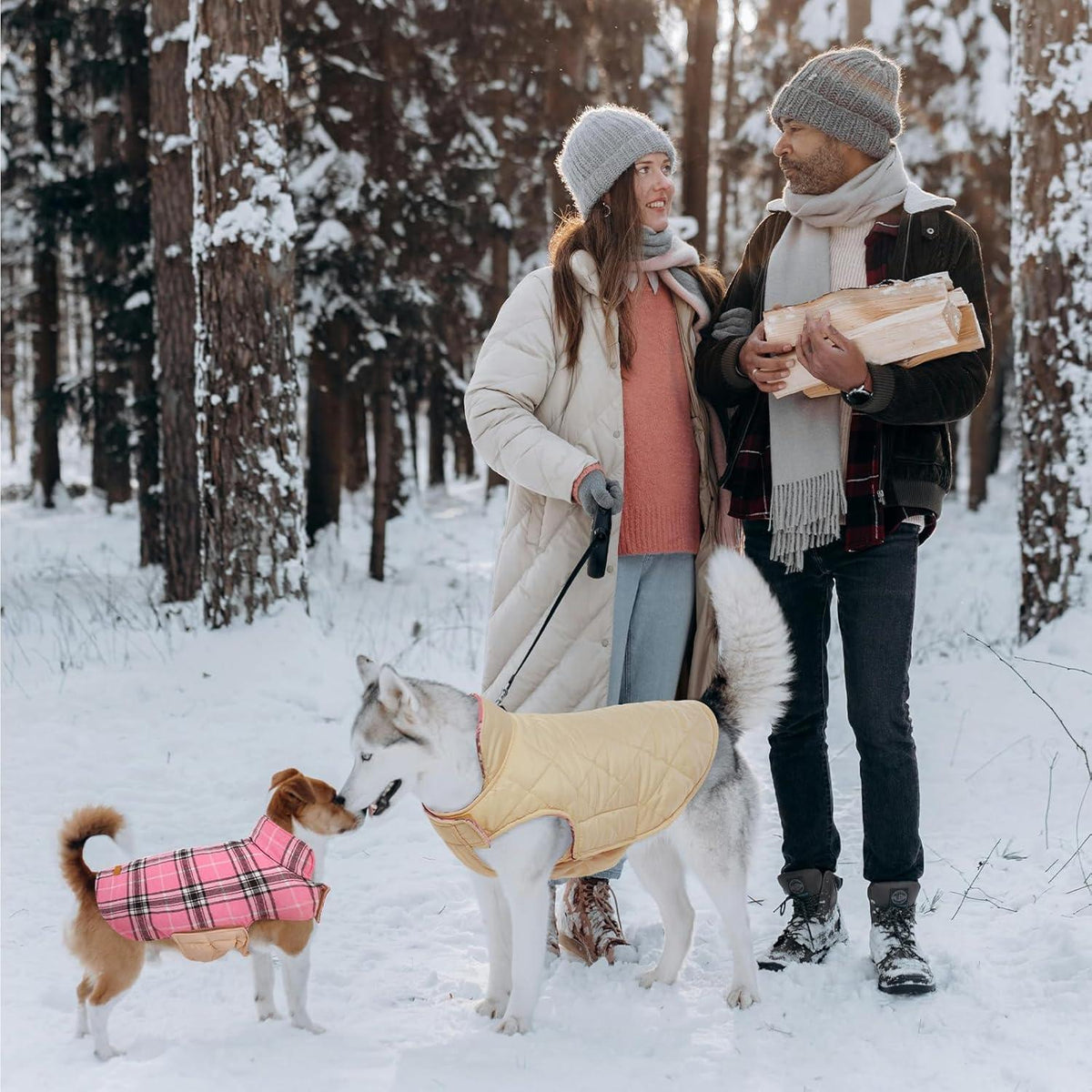 Hundemantel Winter Wasserdicht Fleece Kariert