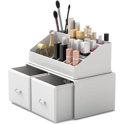 Kosmetik Organizer mit 2 Schubladen, Weiß