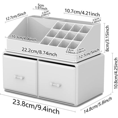 Kosmetik Organizer mit 2 Schubladen, Weiß
