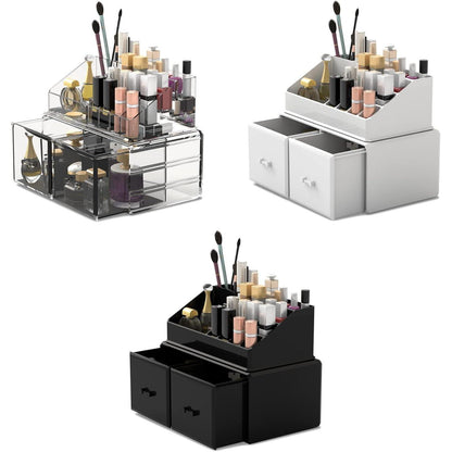 Kosmetik Organizer mit 2 Schubladen, Weiß