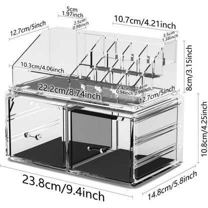 Transparenter Makeup Organizer 2 Lagen Kosmetik Aufbewahrungsbox 2 Schubladen