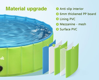 Hundepool XXL Grün 180*30cm Faltbar mit rutschfestem PVC