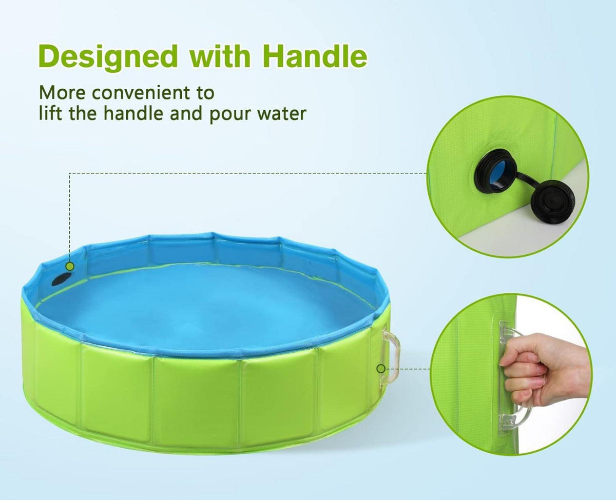 Pecute Hundepool Schwimmbad für Hunde und Katzen 180x30cm 600L Grün