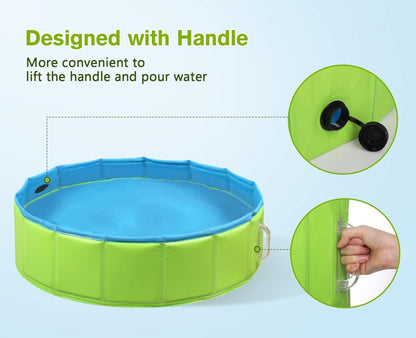 Pecute Hundepool Schwimmbad für Hunde und Katzen 180x30cm 600L Grün