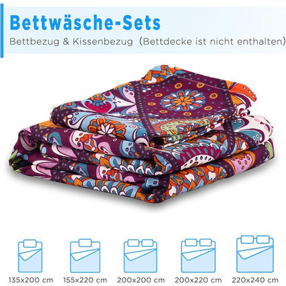 Bettwäsche-Set 200x200 Baumwolle Renforcé, Böhmen Paisley, 3-teilig