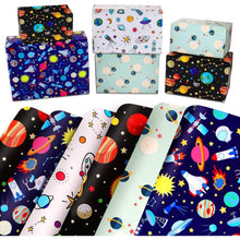 Weltraum Geschenkpapier Set für Kindergeburtstag Blau Weiß
