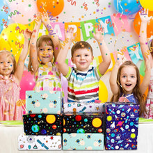 Weltraum Geschenkpapier Set für Kindergeburtstag Blau Weiß