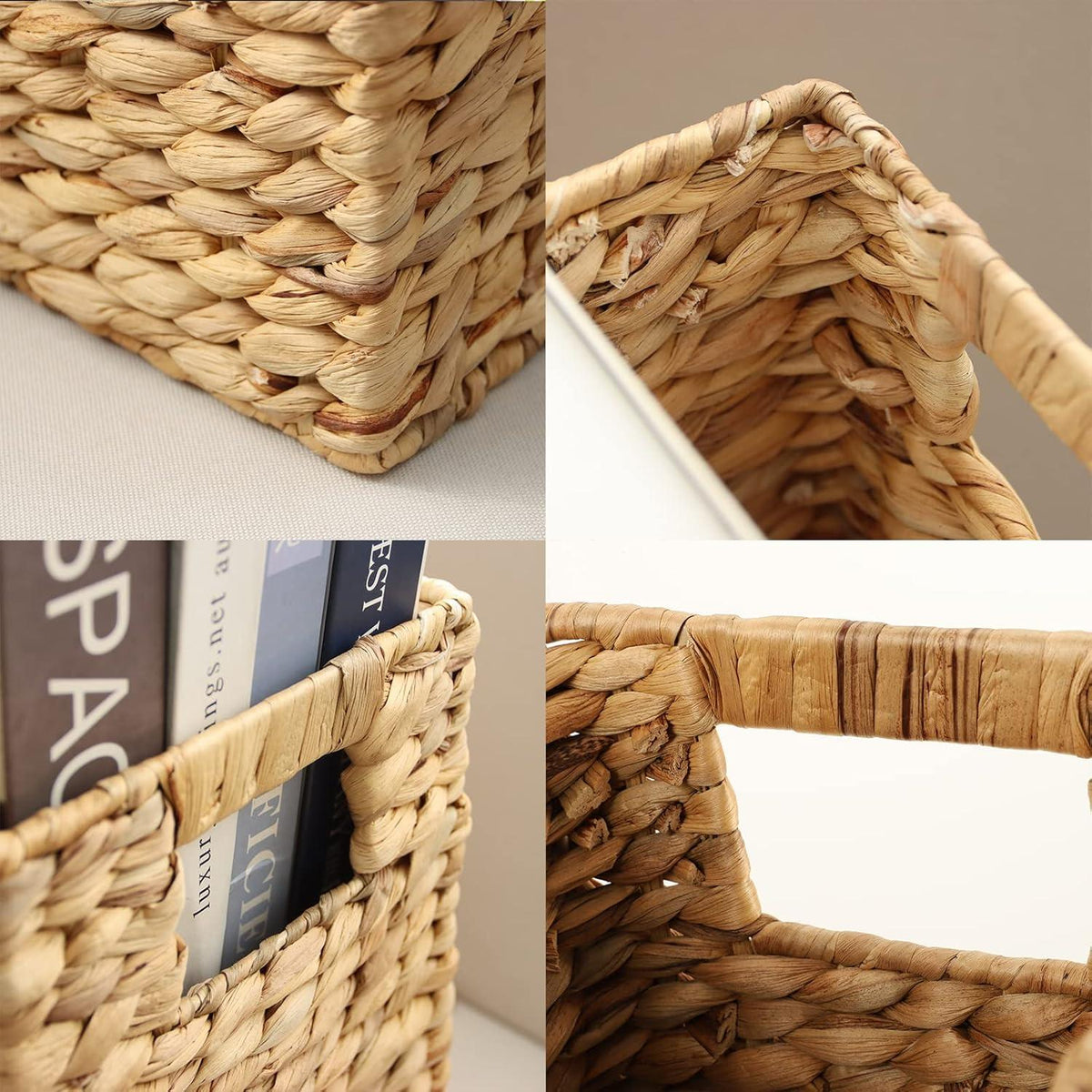 YAHUAN Aufbewahrungskorb Wasserhyazinthe mit Griffen 40x17.5x27.5cm