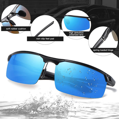 Herren Polarisierte Ultraleichte Sportsonnenbrille Al-Mg Metallrahmen