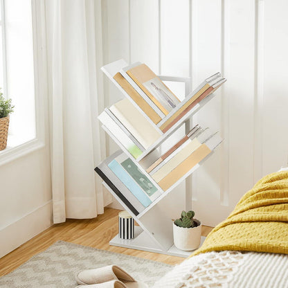 HOOBRO Bücherregal Baumform 4 Ebenen weiß 71cm