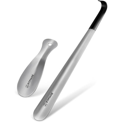 ZOMAKE Schuhlöffel Metall 2er Set 42cm Edelstahl Shoe Horn