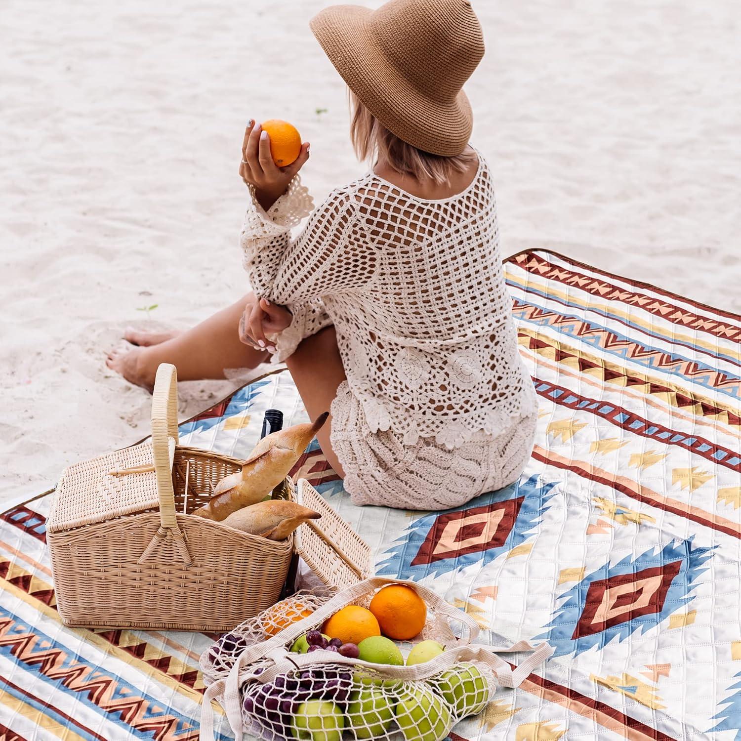 Picknickdecke 200x200cm Strand Camping BBQ Wandern Beige