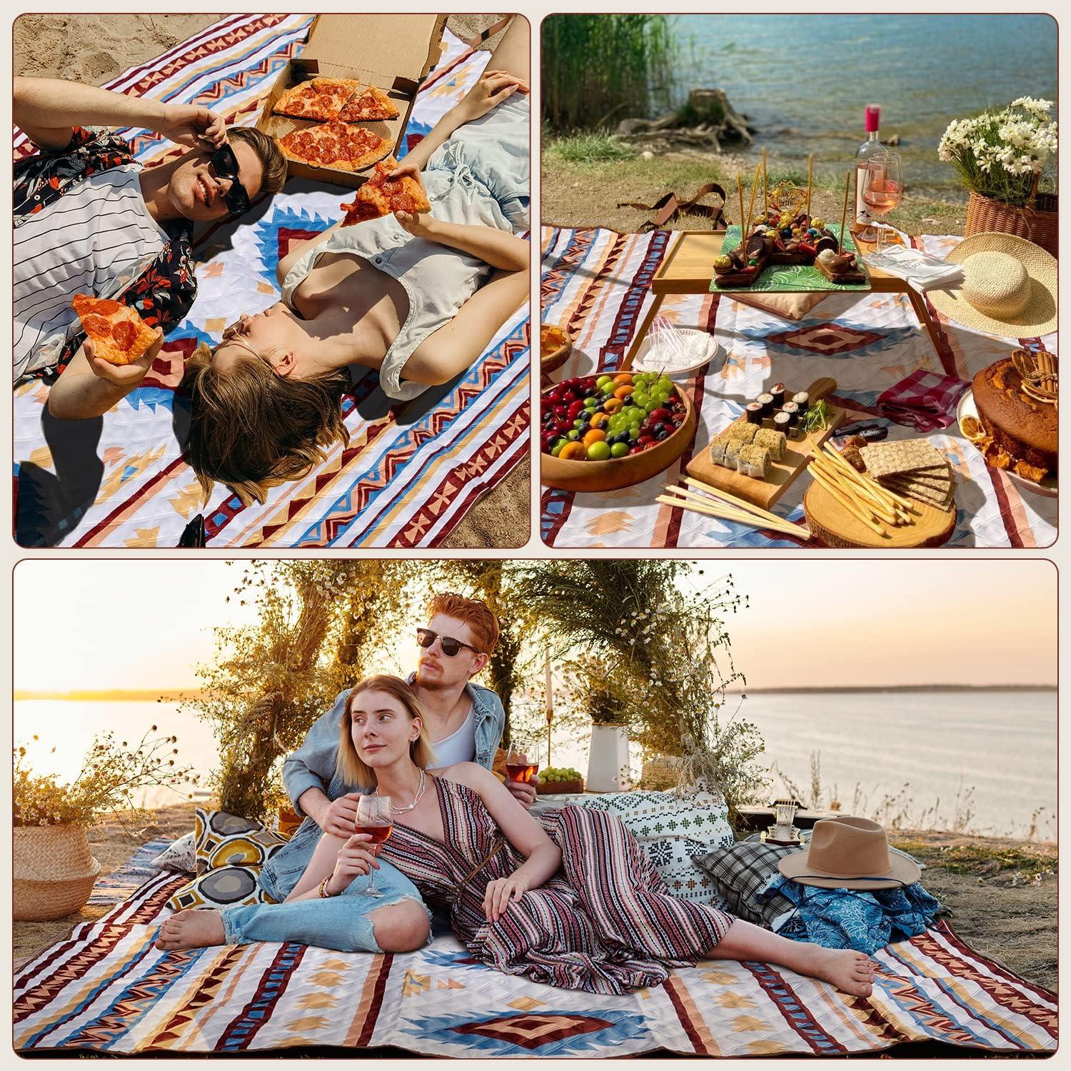 Picknickdecke Strand 200x200cm Sandfrei Tragbar Waschbar Camping Beige