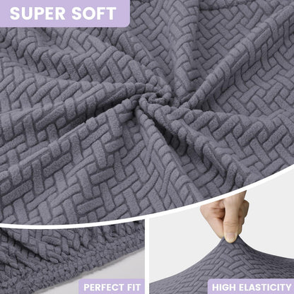 Stuhlhussen 6er Set Jacquard Stretch Grau – Abnehmbar & Waschbar