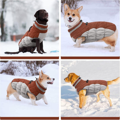 Kuoser Hundemantel Winterjacke für Hunde in Braun XS-XXXL wasserdicht & warm