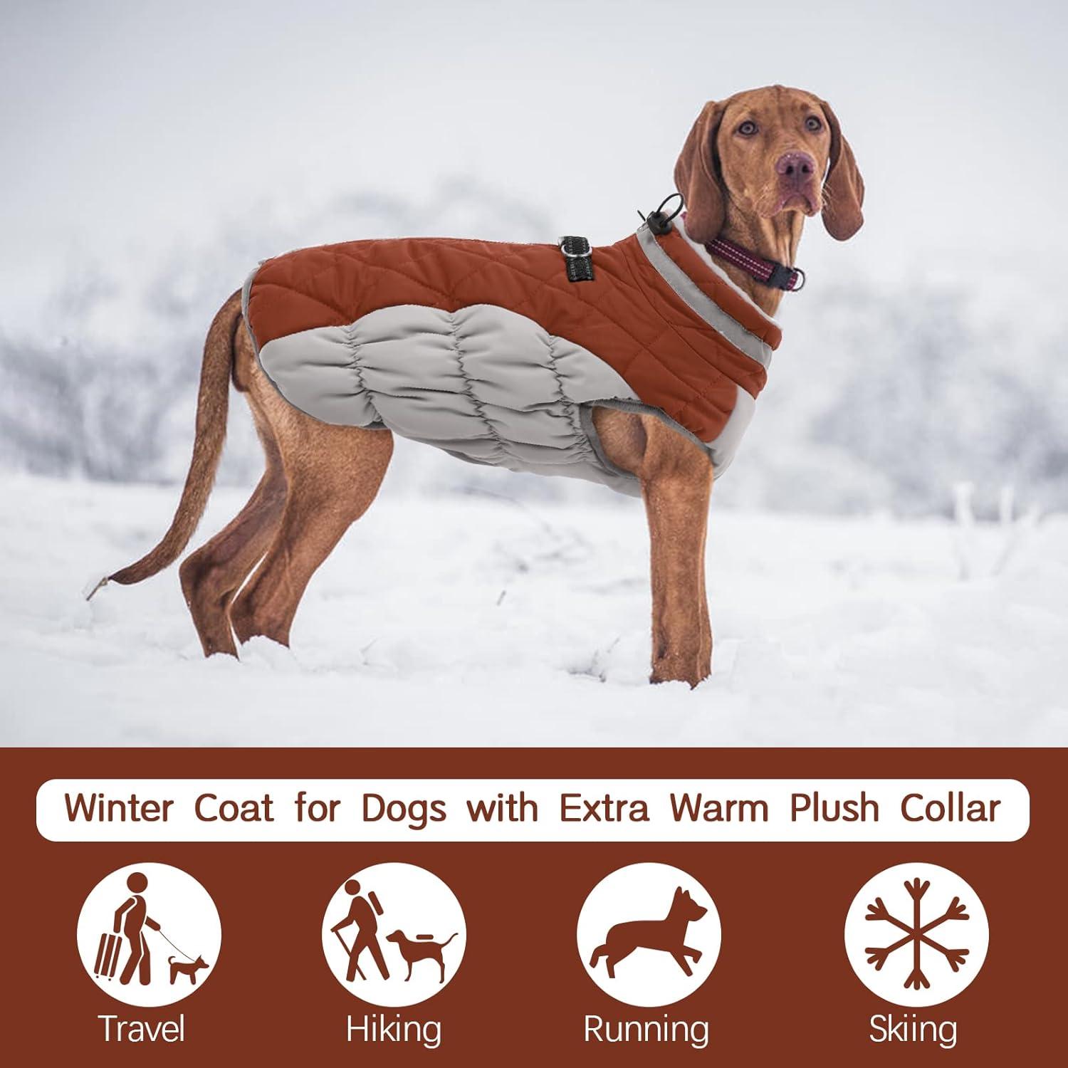 Kuoser Wasserdicht Hundemantel Winterjacke Fleece Gefüttert S Braun