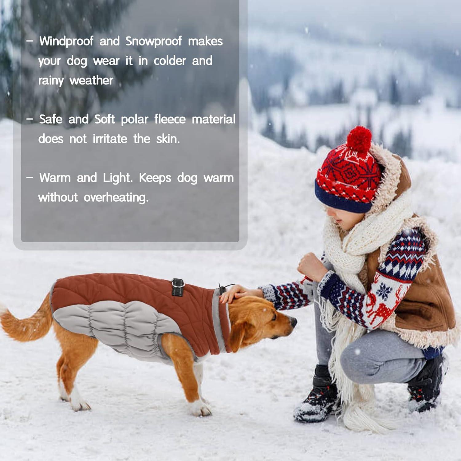 Wasserdichter Hundemantel Winterjacke für Hunde S-XXXL Braun