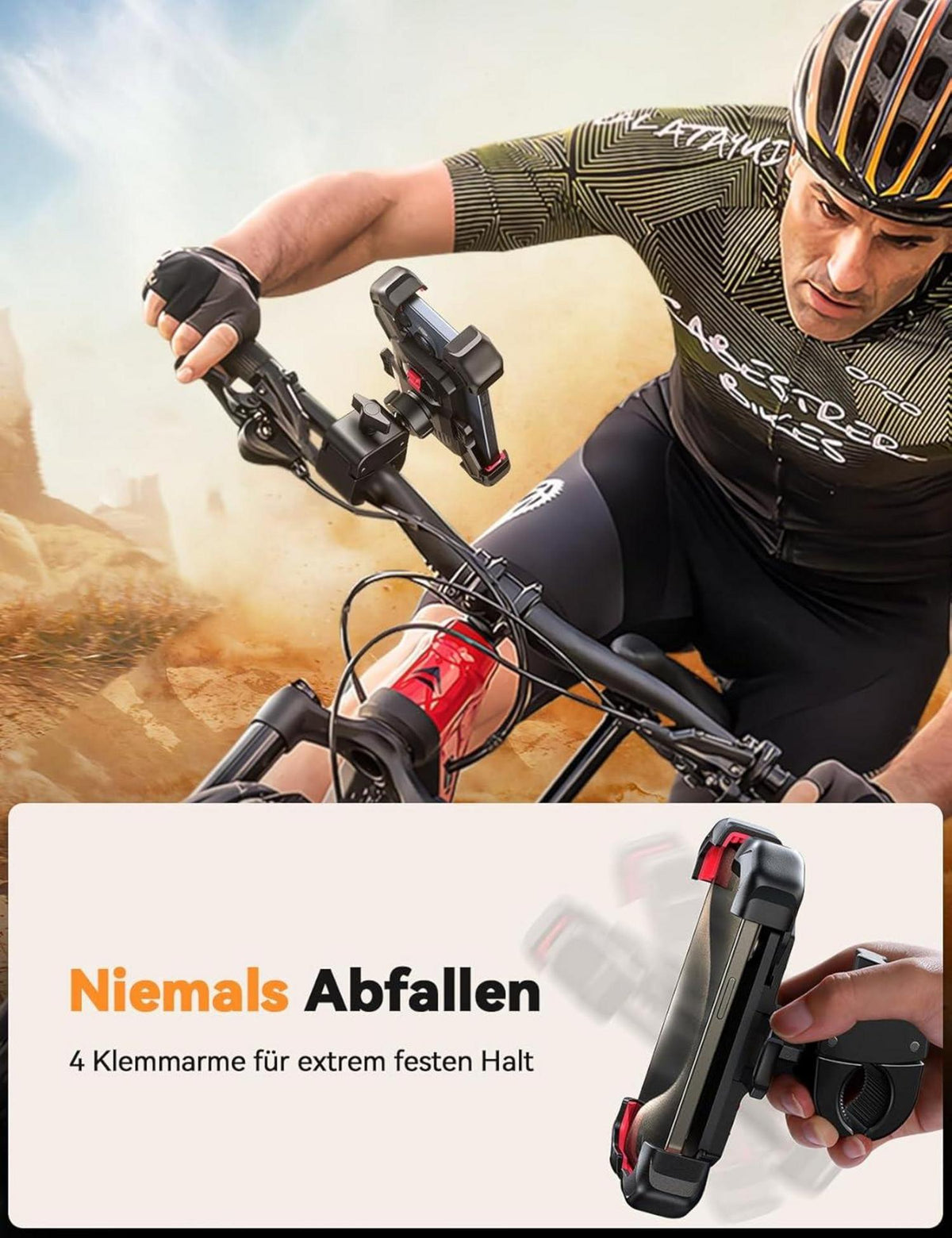 JOYROOM 2024 Handyhalterung Fahrrad Motorrad Universal Lenker Holder iPhone Samsung Smartphone rot