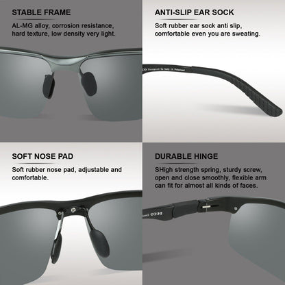 DUCO Herren Polarisierte Driving Sonnenbrille Al-Mg Rahmen