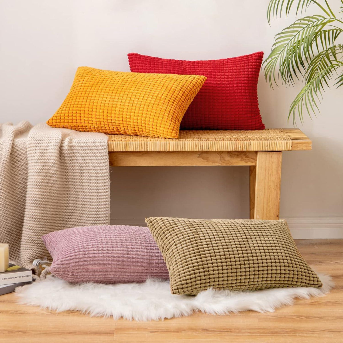 EMEMA Kordsamt Kissenhülle 2er Set 40x60 cm Braun weiche Dekokissen