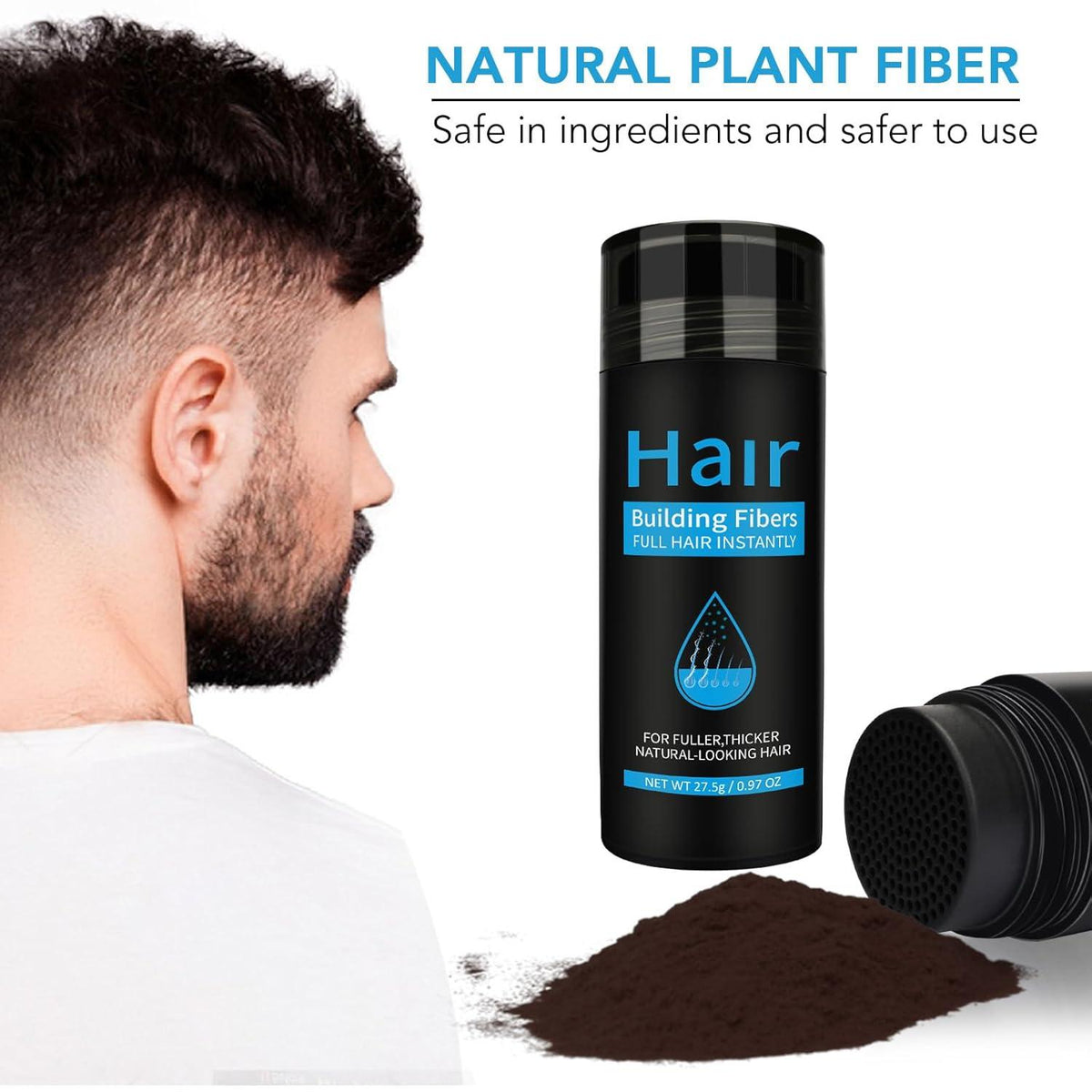 Schwarzes Haarfaser-Pulver-Spray für dickeres Haar - 30