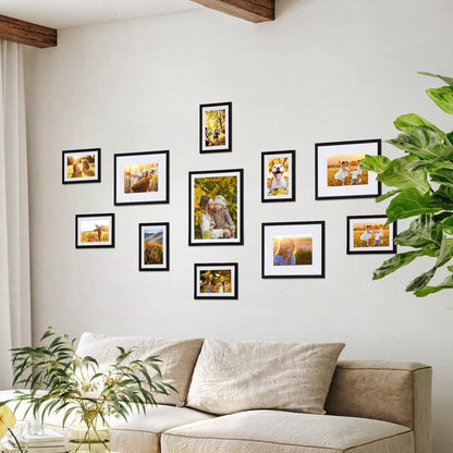 Giftgarden Schwarz Bilderrahmen Set für 10x15 cm Fotos - 10