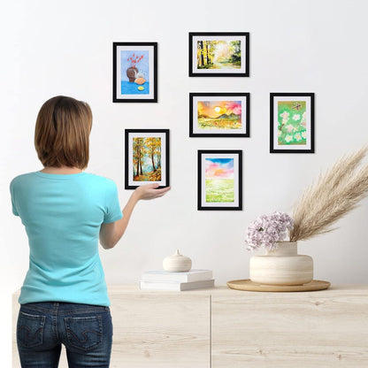 Fotorahmen Set 10x15 cm Schwarz Passepartout Wand Tisch Aufsteller 13x18 cm