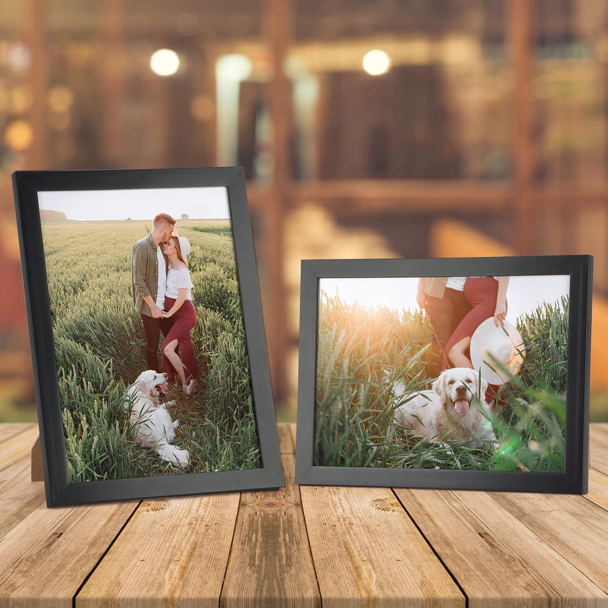 10er Set Bilderrahmen Schwarz 10x15cm + Passepartout für 13x18cm Fotos