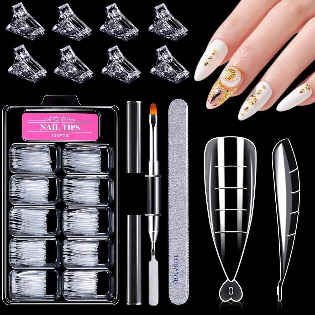 100x Nagelformen Set für Acryl & Polygel Modellage