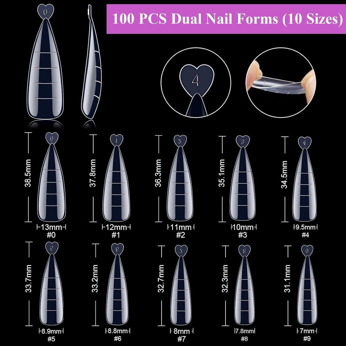 100x Nagelformen Set für Acryl & Polygel Modellage