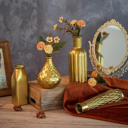 Goldene Vasen Set Glas Blumenvase Modern Tischdeko Hochzeit