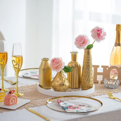 Goldene Glasvasen Set 8er - Klein, Aesthetic, Deko Vase für Tischdeko & Hochzeit