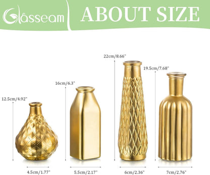 Goldene Glasvasen Set 8er Deko Aesthetic Modern Tischdeko Hochzeit