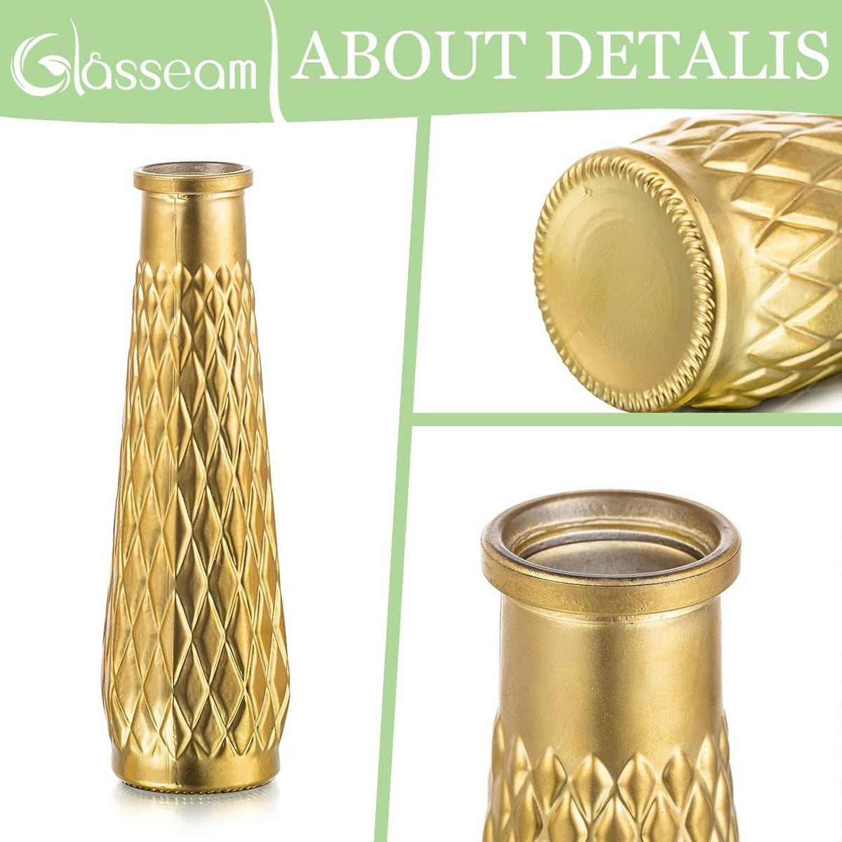 Goldene Glasvasen Set 8er Deko Aesthetic Modern Tischdeko Hochzeit