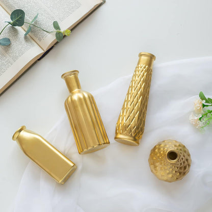 Goldene Glasvasen Set 8er - Klein, Aesthetic, Deko Vase für Tischdeko & Hochzeit