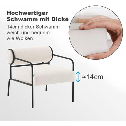 Mingone Loungesessel Lammwolle Weiß - Bequemer Teddy Sessel