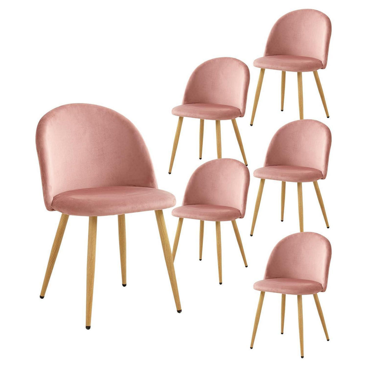 Samt Esszimmerstühle Set (Rosa, 6er-Set) – Modern & Komfortabel