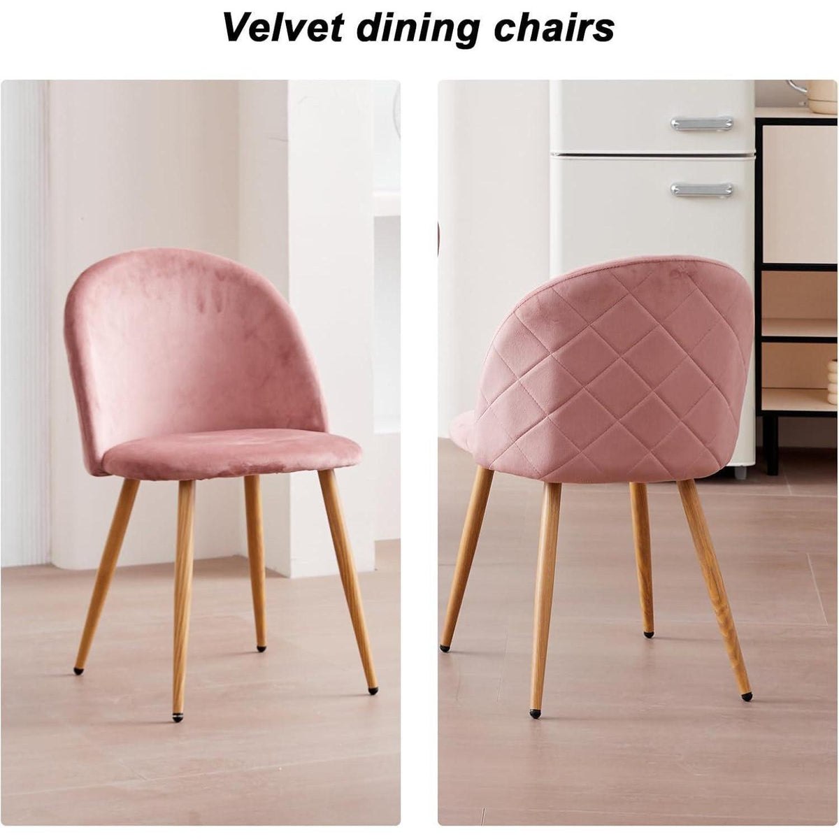 Samt Esszimmerstühle Set (Rosa, 6er-Set) – Modern & Komfortabel