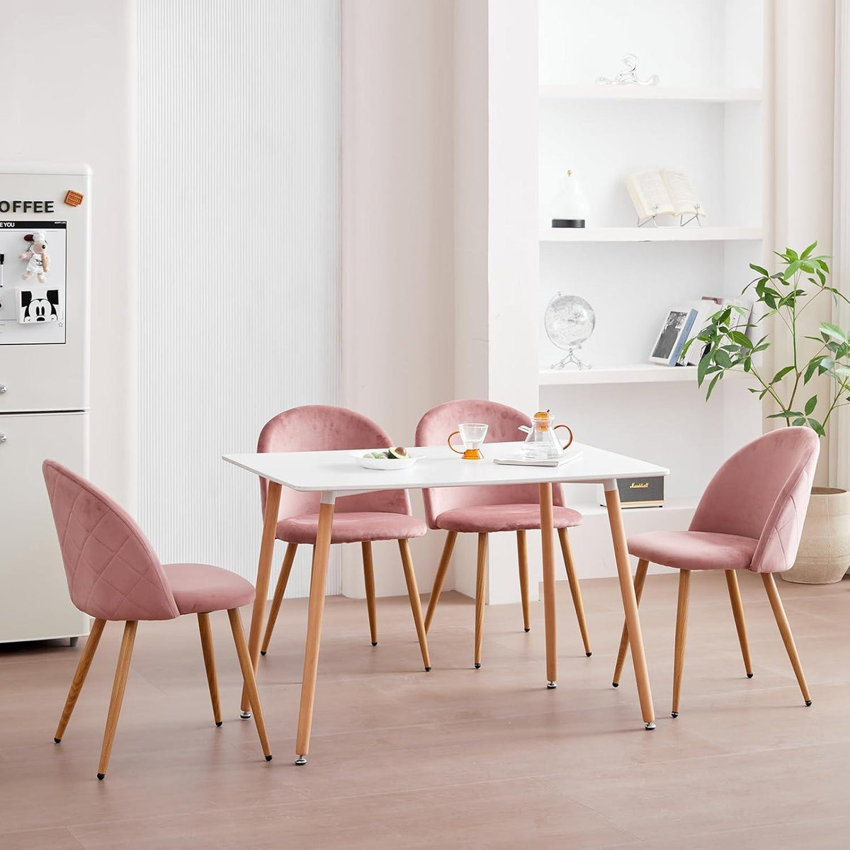 Samt Esszimmerstühle Set (Rosa, 6er-Set) – Modern & Komfortabel