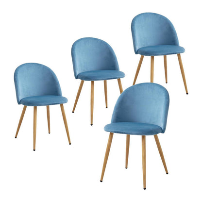 Samt Esszimmerstühle Set (Blau, 4er-Set) – Modern & Komfortabel
