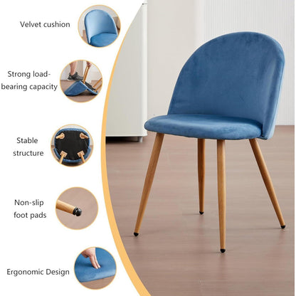 Samt Esszimmerstühle Set (Blau, 4er-Set) – Modern & Komfortabel