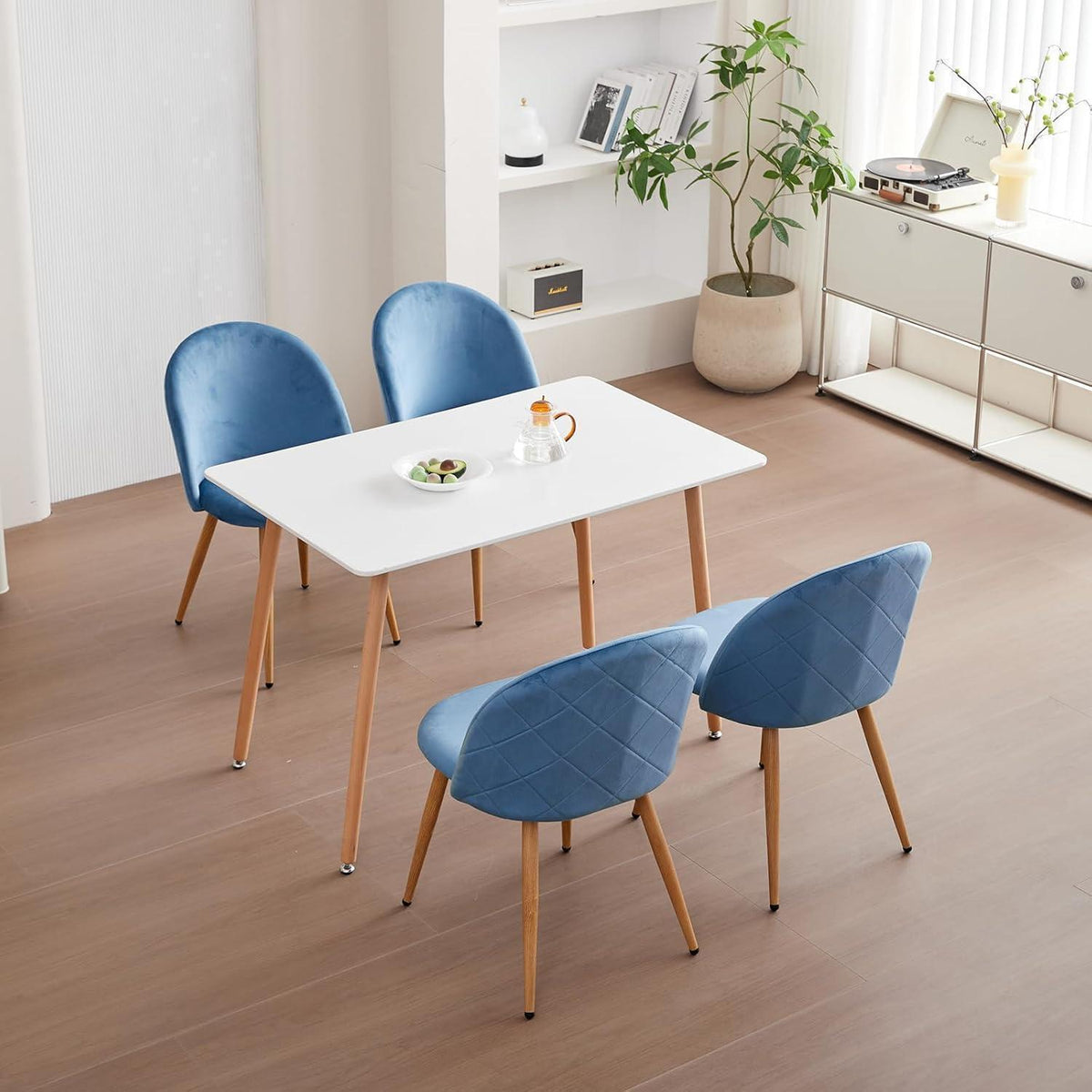 Samt Esszimmerstühle Set (Blau, 4er-Set) – Modern & Komfortabel