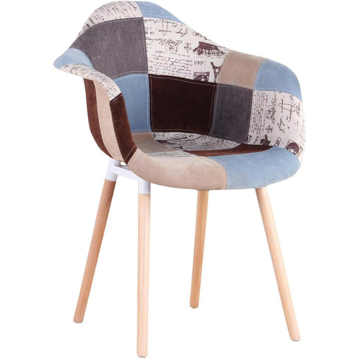 Patchwork Esszimmerstühle mit Armlehnen – 4er Set Buchenholz