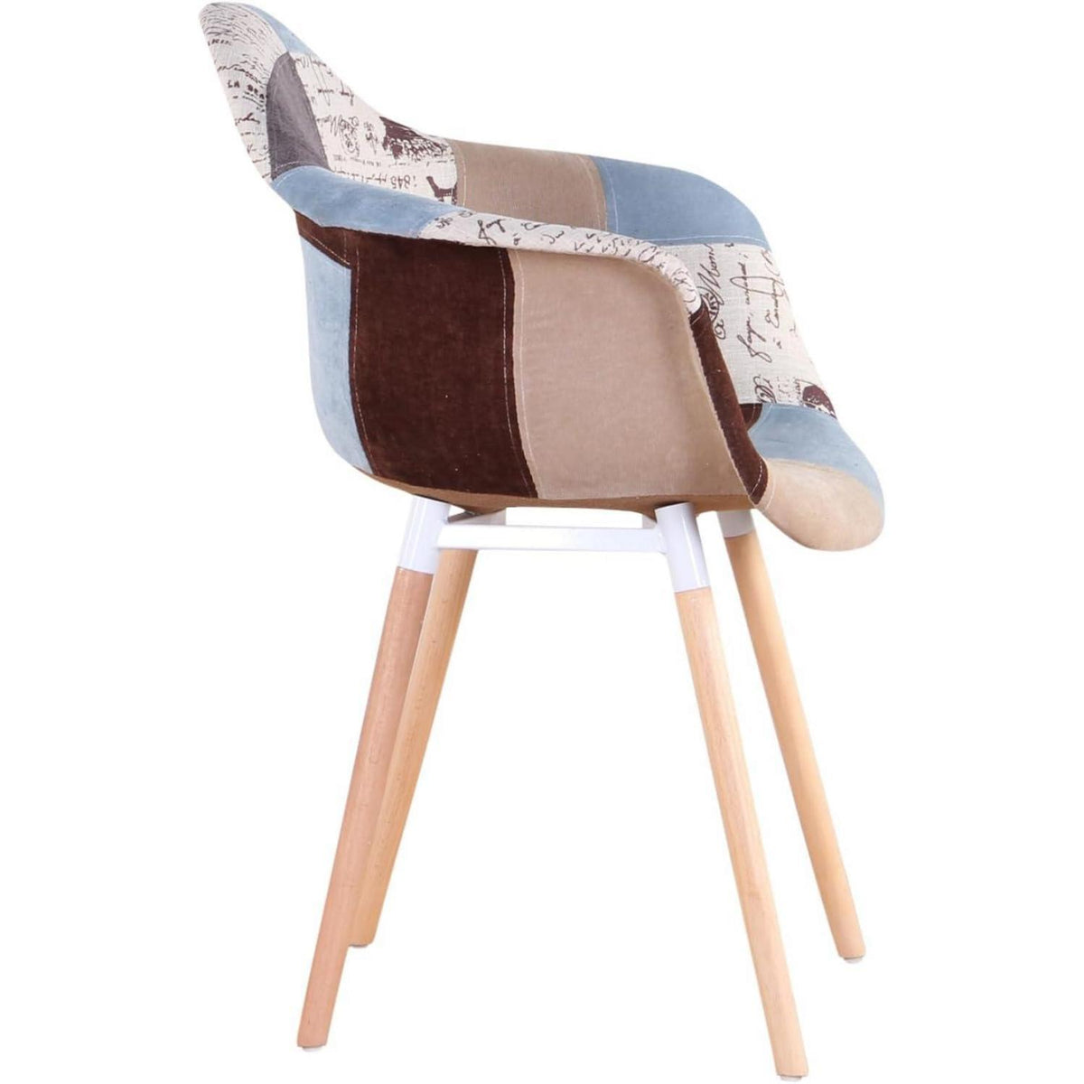 Patchwork Esszimmerstühle mit Armlehnen – 4er Set Buchenholz