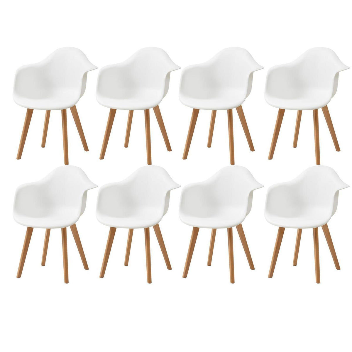 Esszimmerstühle Set 8 – Moderne Armlehnstühle Weiß