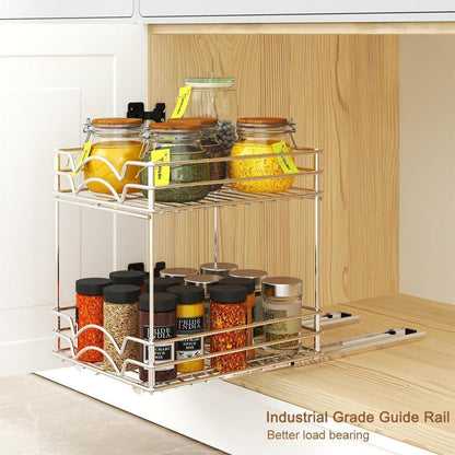 Ausziehbares Gewürzregal Metall Organizer Küche 2 Tier Chrom