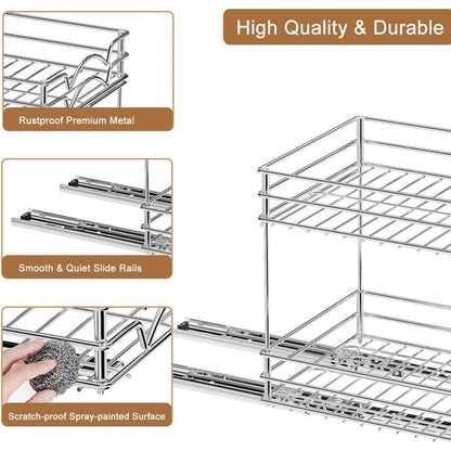 Ausziehbares Gewürzregal Metall Organizer Küche 2 Tier Chrom
